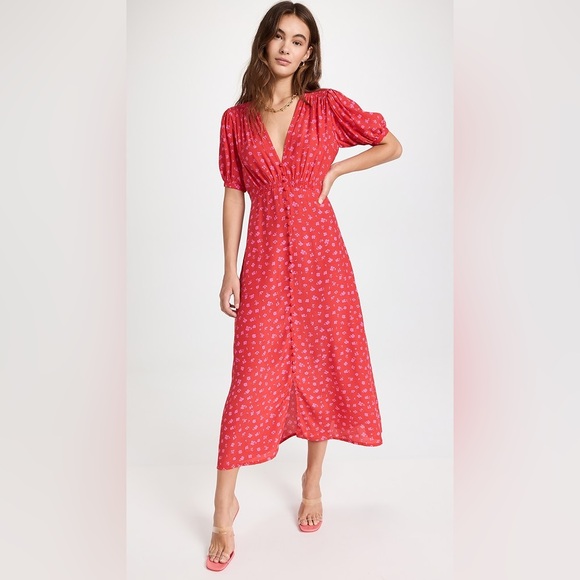 FAITHFULL THE BRAND Bellavista Midi Dress Sunset Floral Print - Picture 10 of 13